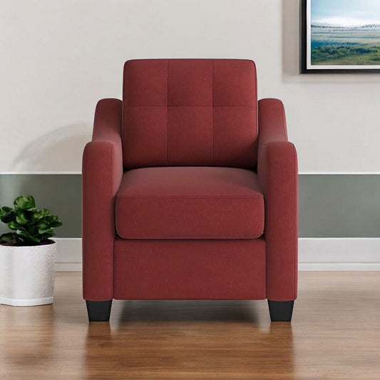 34" Red And Brown Linen Arm Chair - Homeroots