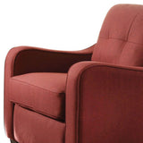 34" Red And Brown Linen Arm Chair - Homeroots