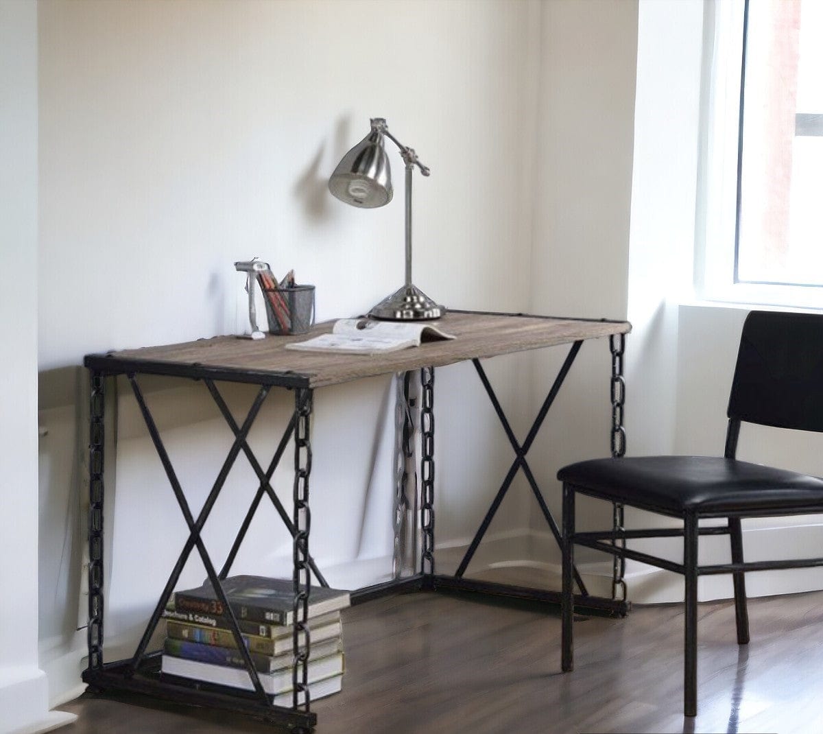48" Brown and Black Computer Desk - Homeroots - Flyclothing LLC