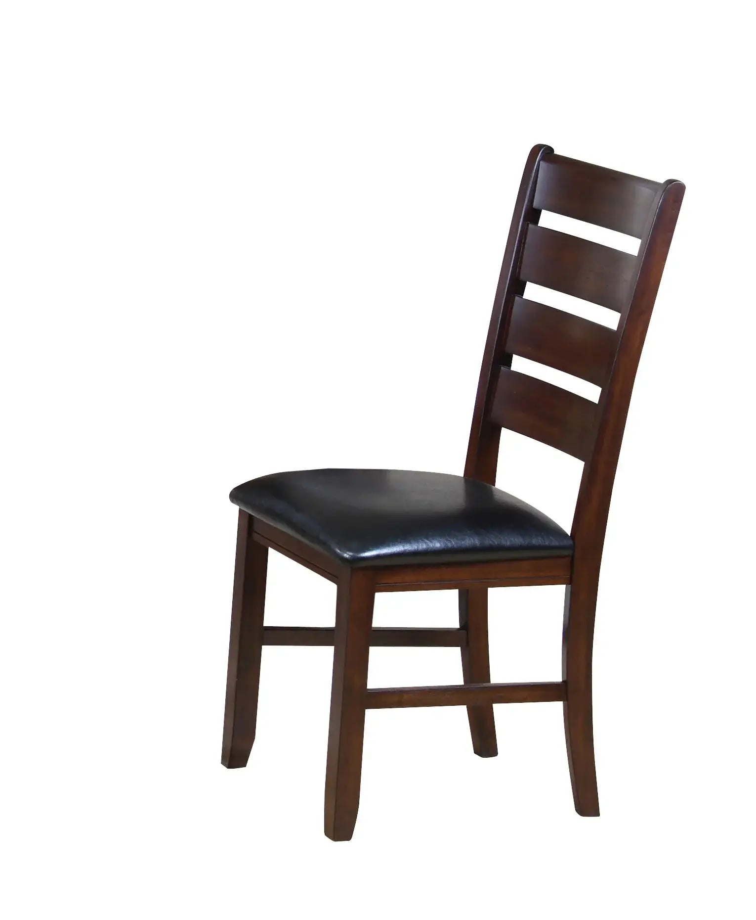 Set of Two Black And Dark Brown Upholstered Faux Leather Slat Back Dining Side Chairs - Homeroots - Flyclothing LLC