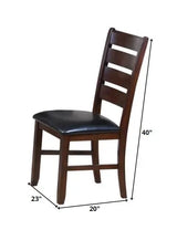 Set of Two Black And Dark Brown Upholstered Faux Leather Slat Back Dining Side Chairs - Homeroots - Flyclothing LLC