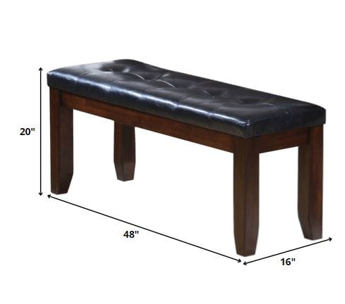 48" Black and Brown Upholstered PU Leather Bench - Homeroots - Flyclothing LLC