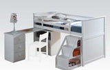 79" X 42" X 47" White Loft Bed With Chest And Swivel Deskladder - Homeroots