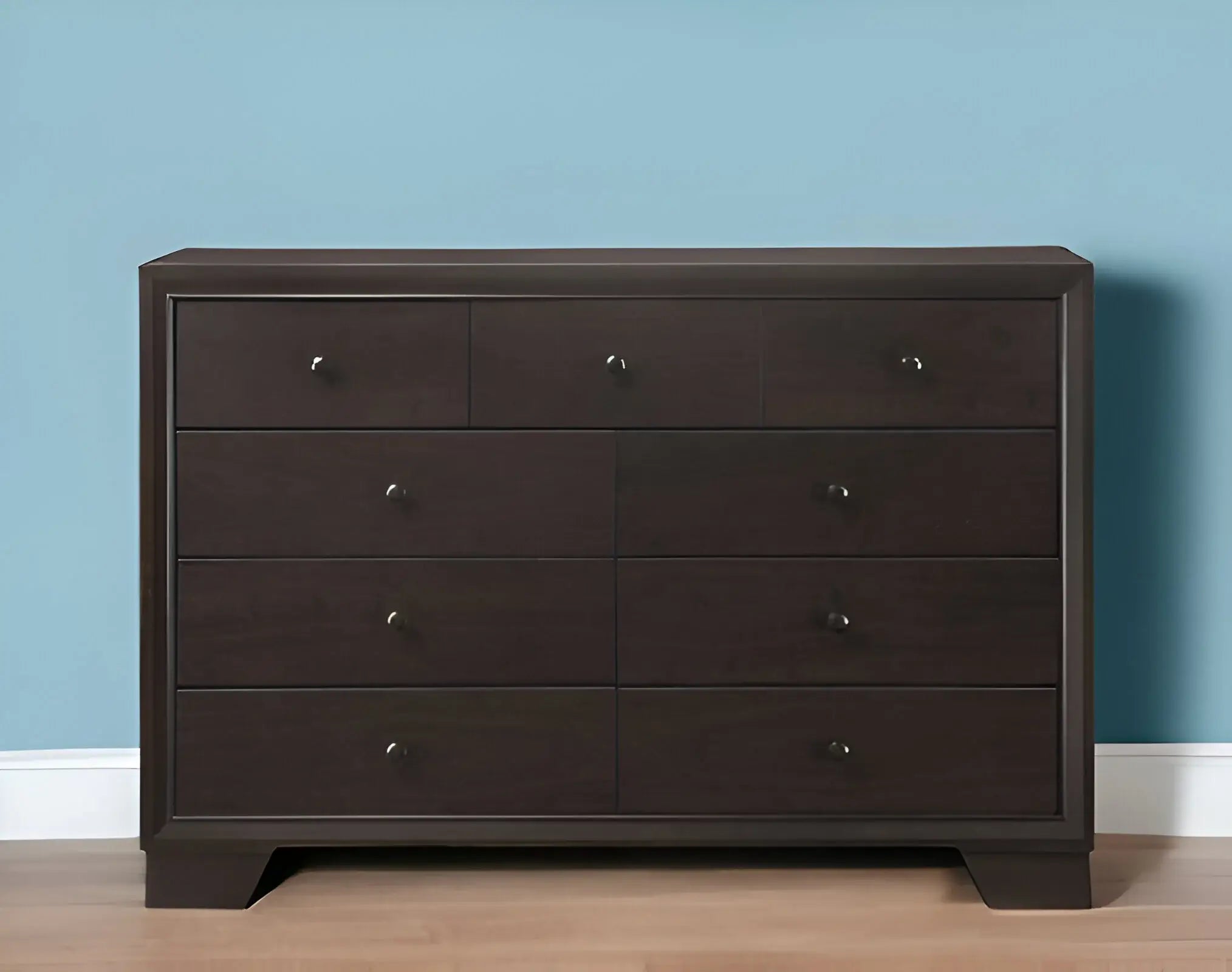 57" Espresso Solid and Manufactured Wood Nine Drawer Double Dresser - Homeroots - Flyclothing LLC