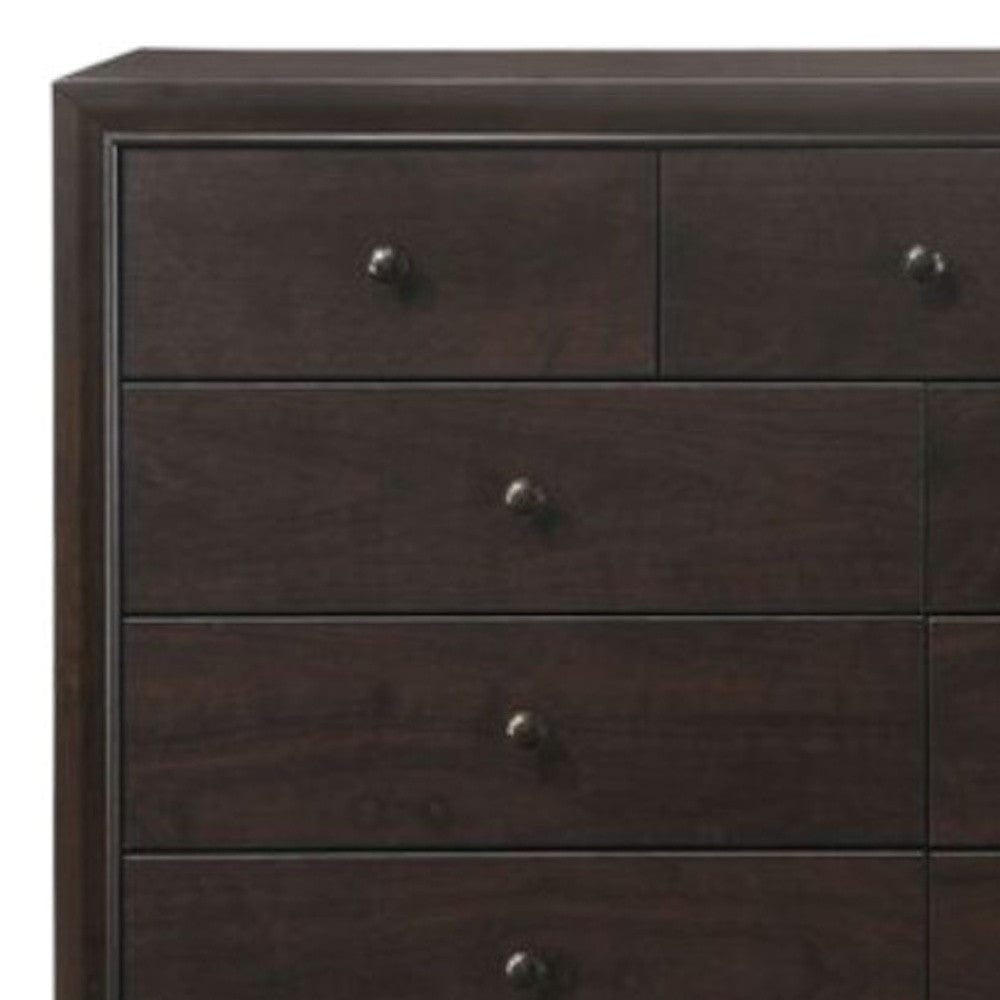 57" Espresso Solid and Manufactured Wood Nine Drawer Double Dresser - Homeroots - Flyclothing LLC
