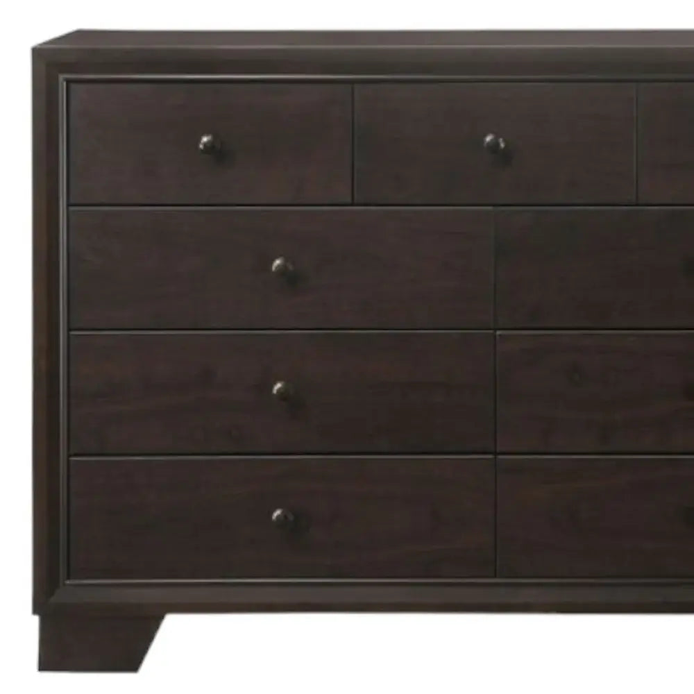 57" Espresso Solid and Manufactured Wood Nine Drawer Double Dresser - Homeroots - Flyclothing LLC