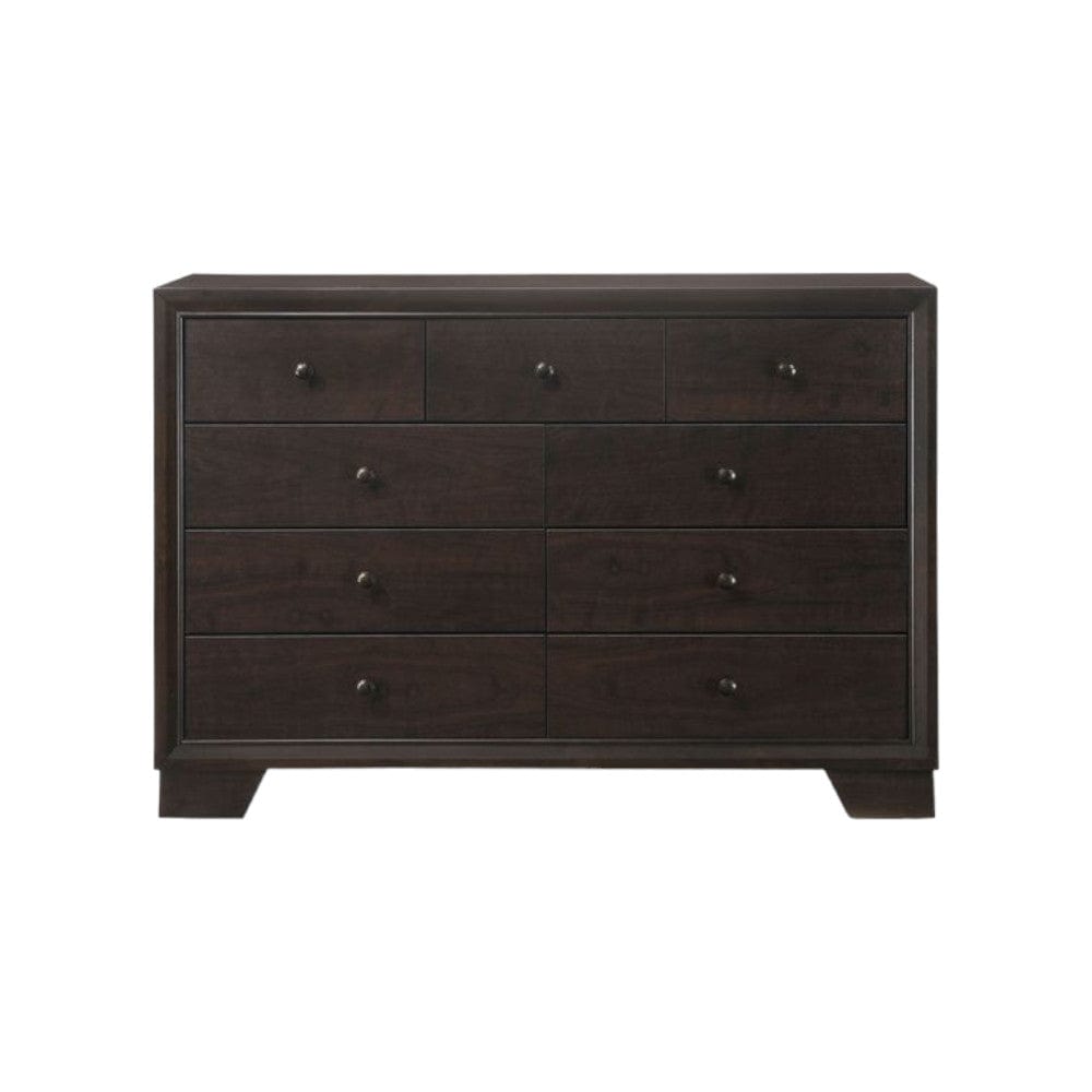 57" Espresso Solid and Manufactured Wood Nine Drawer Double Dresser - Homeroots - Flyclothing LLC