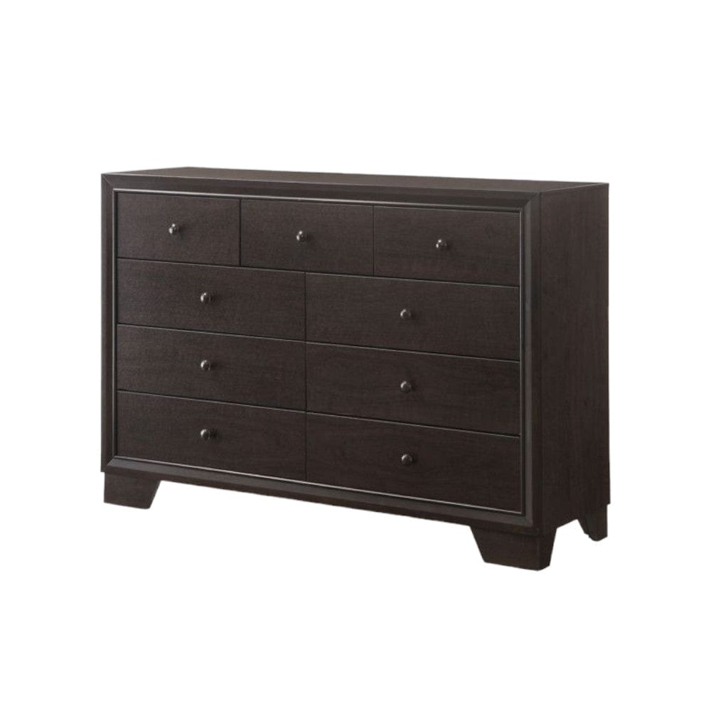 57" Espresso Solid and Manufactured Wood Nine Drawer Double Dresser - Homeroots - Flyclothing LLC