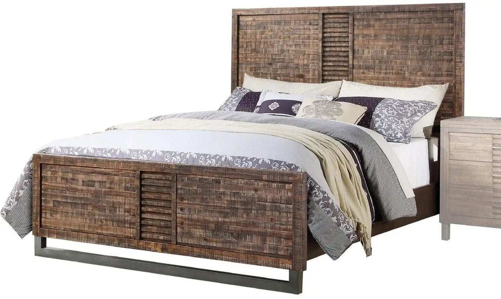 Solid Wood Queen Brown and Black Bed - Homeroots - Flyclothing LLC