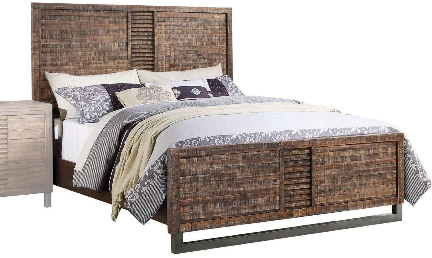 Solid Wood Queen Brown and Black Bed - Homeroots - Flyclothing LLC