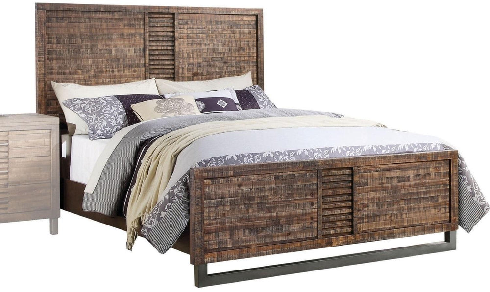 Solid Wood Queen Brown and Black Bed - Homeroots