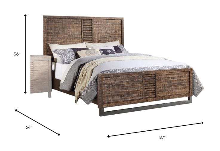 Solid Wood Queen Brown and Black Bed - Homeroots - Flyclothing LLC