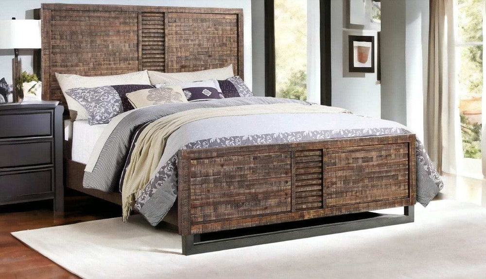 Solid Wood Queen Brown and Black Bed - Homeroots - Flyclothing LLC