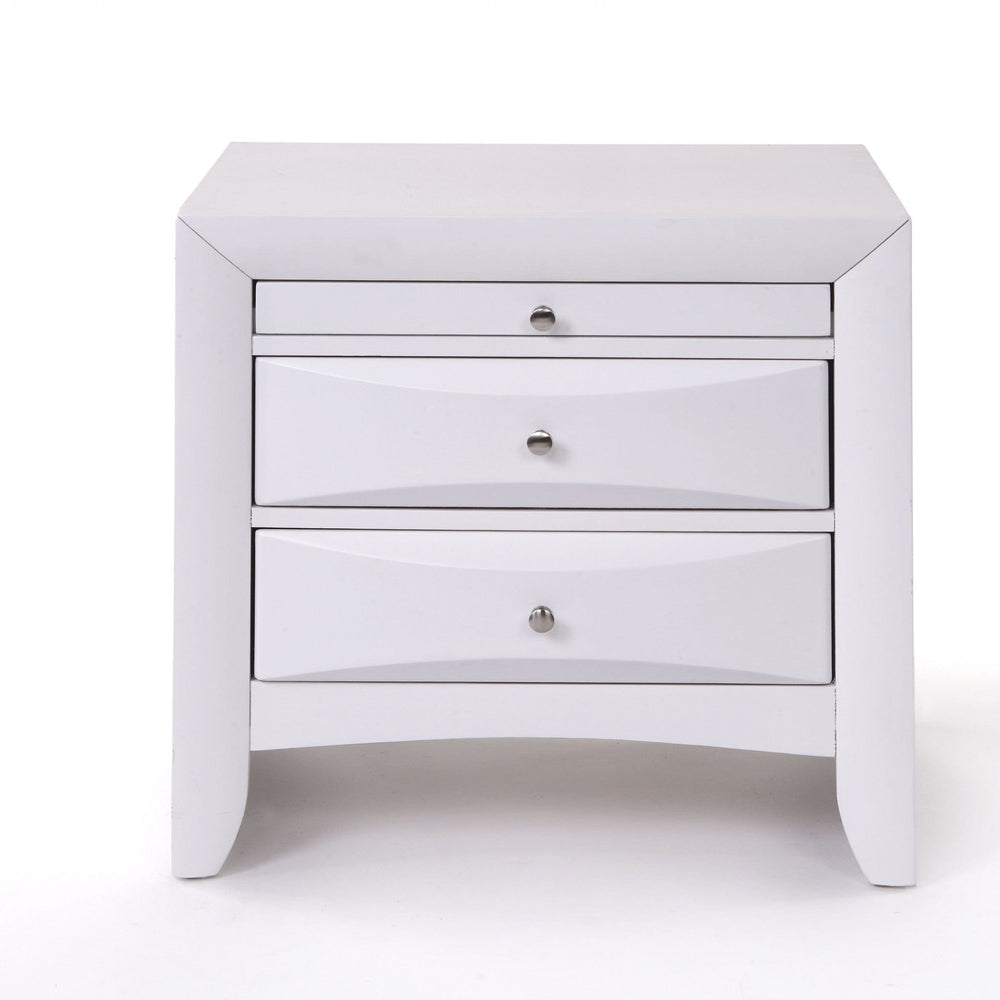 Elegant White 3 Drawer Nightstand - Homeroots