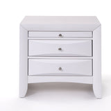 Elegant White 3 Drawer Nightstand - Homeroots
