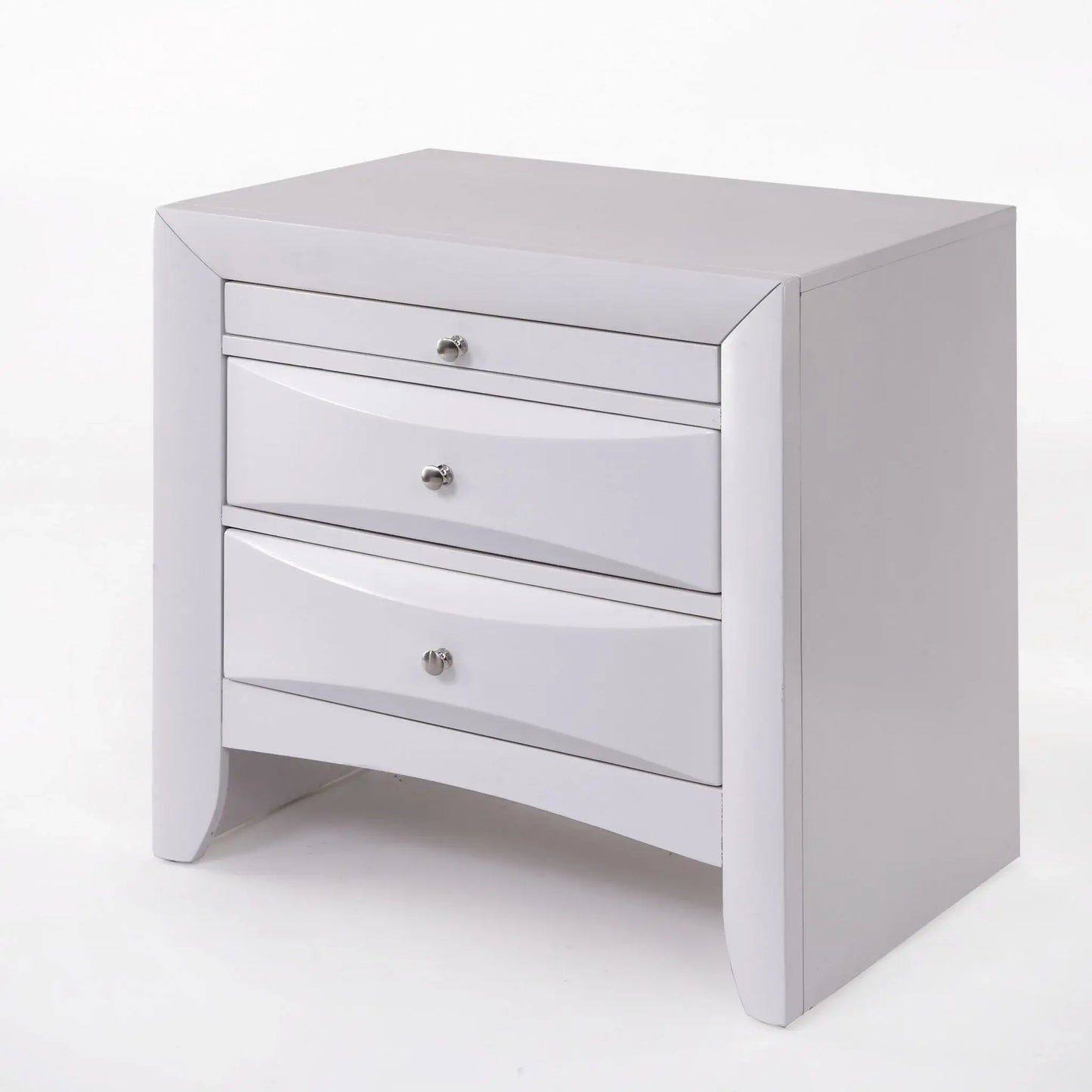 Elegant White 3 Drawer Nightstand - Homeroots - Flyclothing LLC