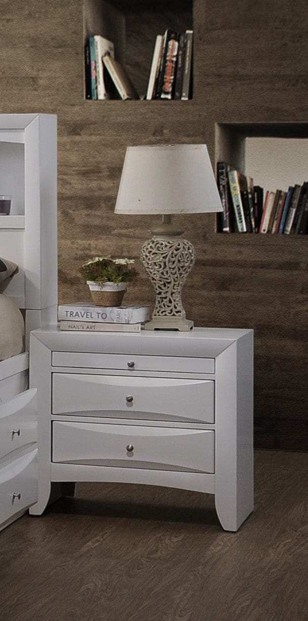 Elegant White 3 Drawer Nightstand - Homeroots - Flyclothing LLC