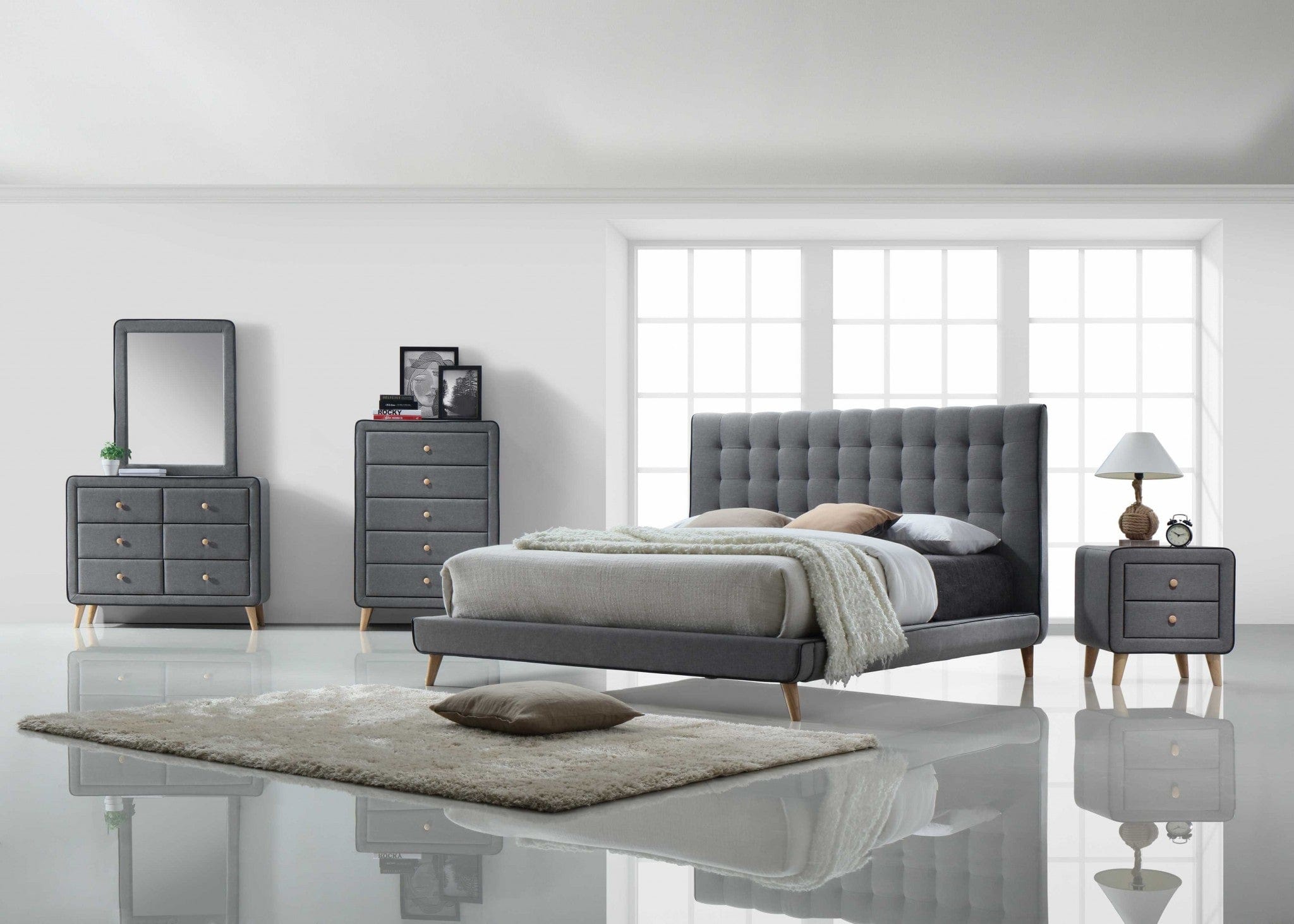 43" Light Gray Solid Wood Standard Dresser/Chest - Homeroots - Flyclothing LLC