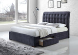 King Tufted Dark Gray And Gray Upholstered Linen Bed With Nailhead Trim - Homeroots
