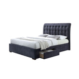 King Tufted Dark Gray And Gray Upholstered Linen Bed With Nailhead Trim - Homeroots