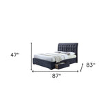 King Tufted Dark Gray And Gray Upholstered Linen Bed With Nailhead Trim - Homeroots - Flyclothing LLC