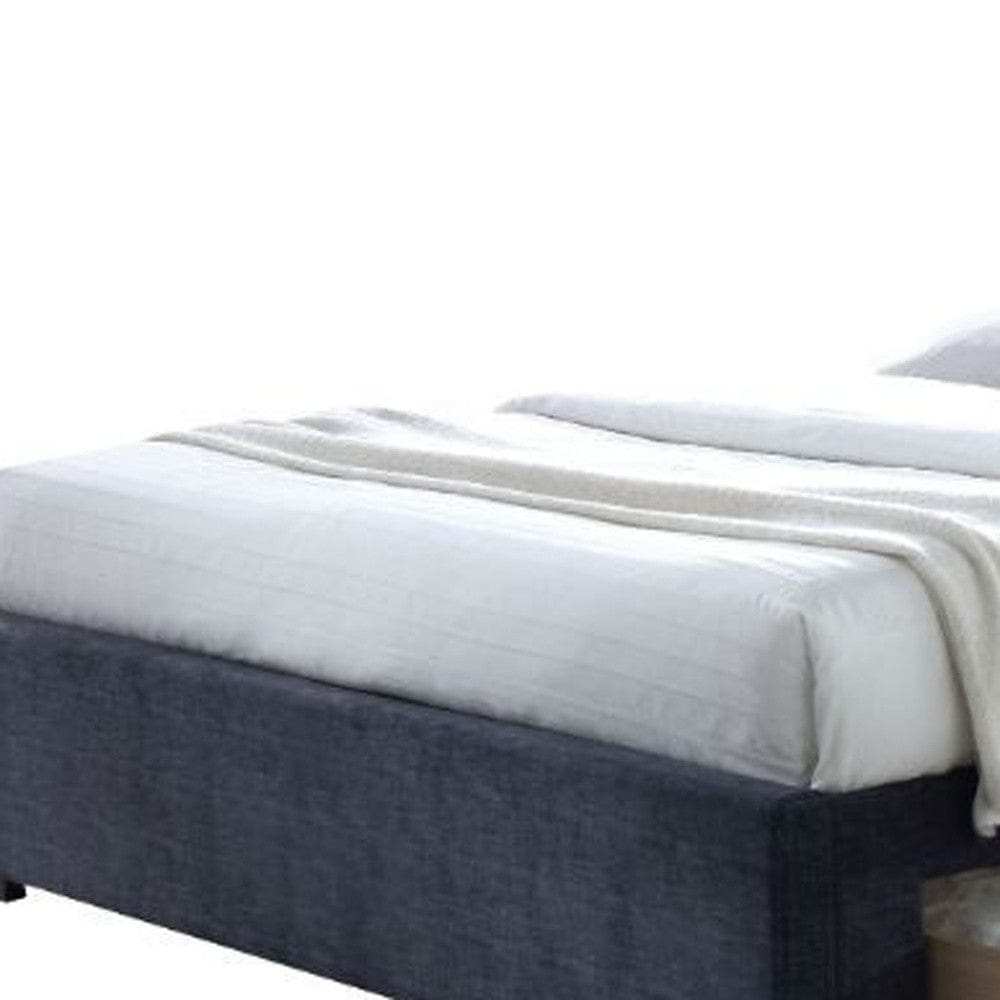 King Tufted Dark Gray And Gray Upholstered Linen Bed With Nailhead Trim - Homeroots - Flyclothing LLC
