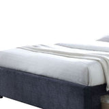 King Tufted Dark Gray And Gray Upholstered Linen Bed With Nailhead Trim - Homeroots