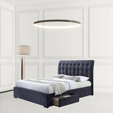 King Tufted Dark Gray And Gray Upholstered Linen Bed With Nailhead Trim - Homeroots