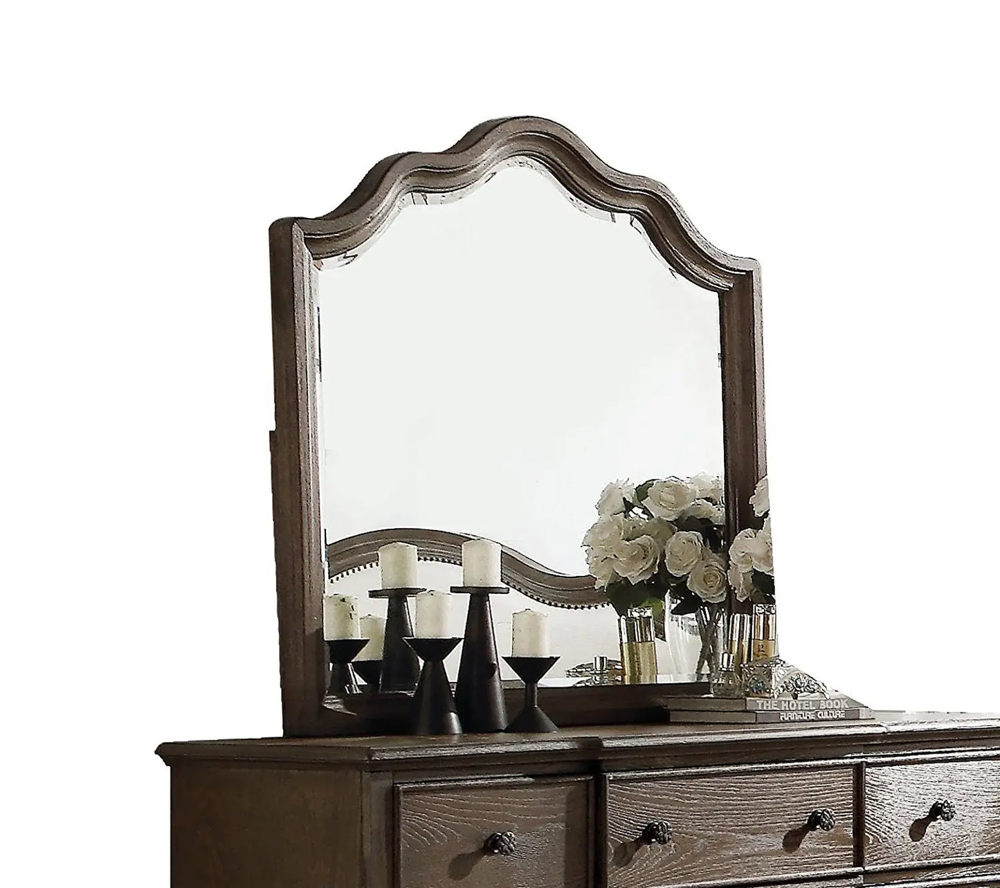 Distressed Grey Finish Beveled Wall Mirror - Homeroots - Flyclothing LLC