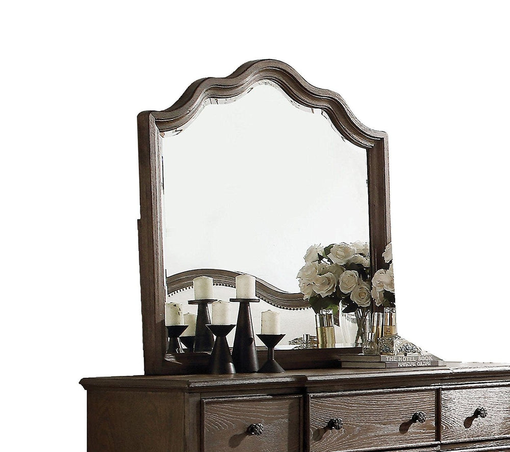 Distressed Grey Finish Beveled Wall Mirror - Homeroots