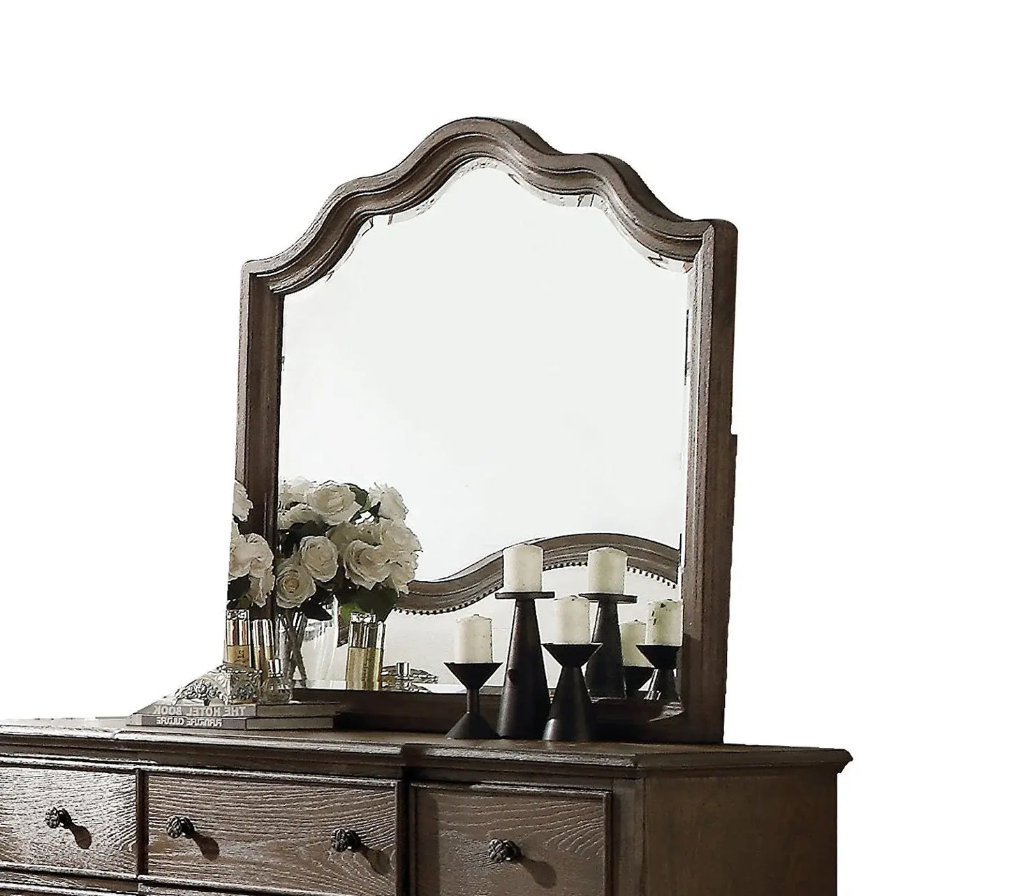 Distressed Grey Finish Beveled Wall Mirror - Homeroots - Flyclothing LLC