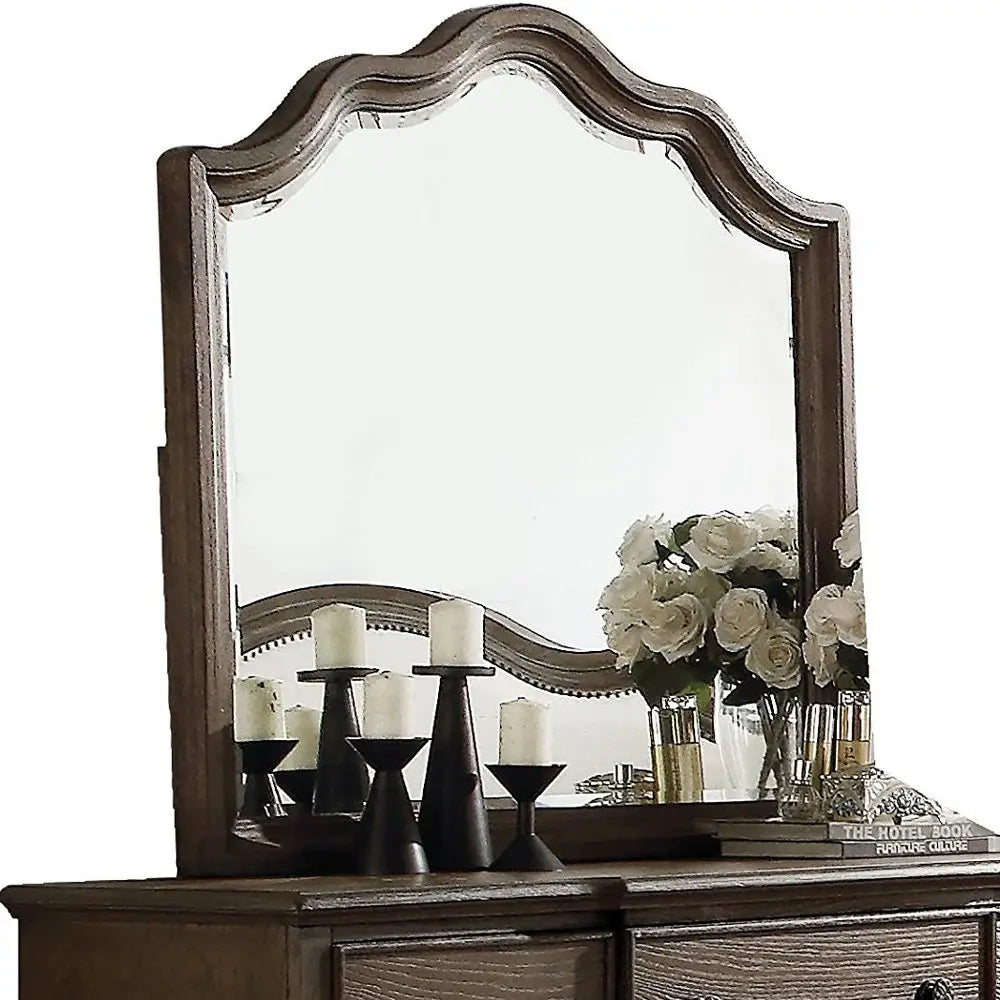 Distressed Grey Finish Beveled Wall Mirror - Homeroots - Flyclothing LLC