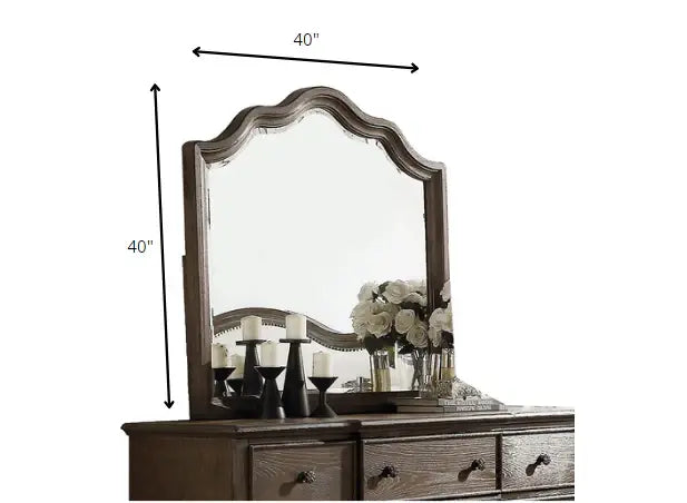 Distressed Grey Finish Beveled Wall Mirror - Homeroots - Flyclothing LLC