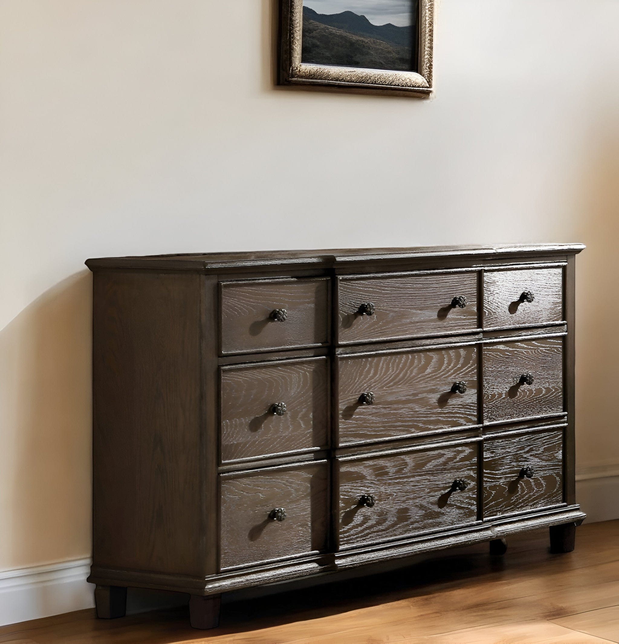 60" X 18" X 38" Weathered Oak Dresser - Homeroots - Flyclothing LLC