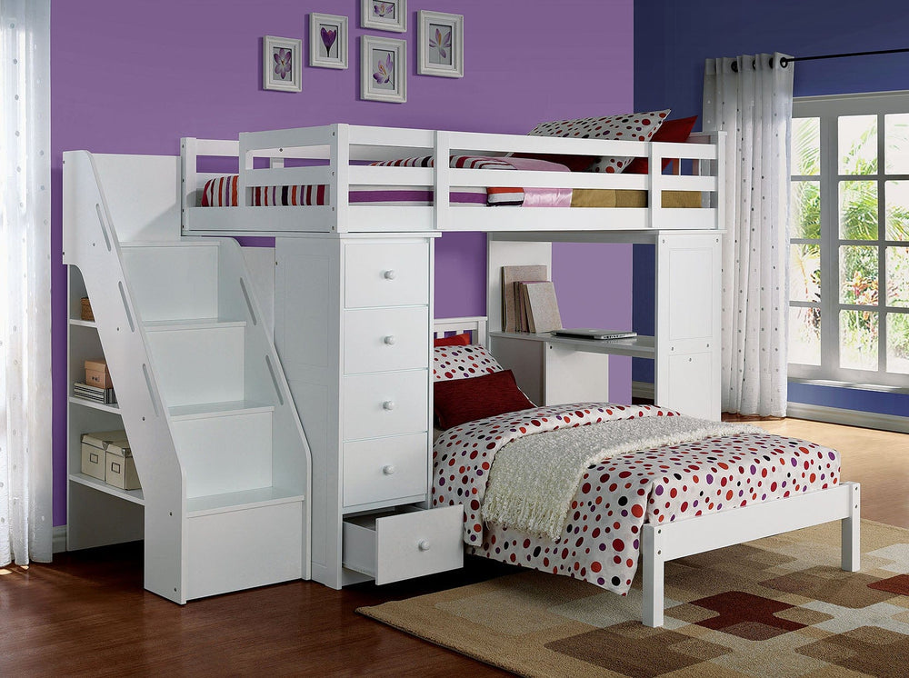 66" White Five Tier Standard Bookcase With Five Drawers - Homeroots - Flyclothing LLC