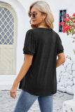 Ruched Scoop Neck Short Sleeve Blouse - Trendsi
