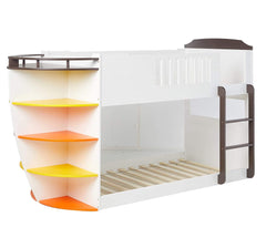 Brown and White Twin Transitional Bunk Bed with Shelves - Homeroots