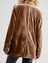 Lapel Collar Long Sleeve Blazer with Pockets - Trendsi - Flyclothing LLC