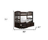 80" X 41" X 71" Espresso Twin Over Twin Bunk Bed And Trundle With 3 Drawers - Homeroots - Flyclothing LLC