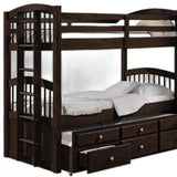 80" X 41" X 71" Espresso Twin Over Twin Bunk Bed And Trundle With 3 Drawers - Homeroots