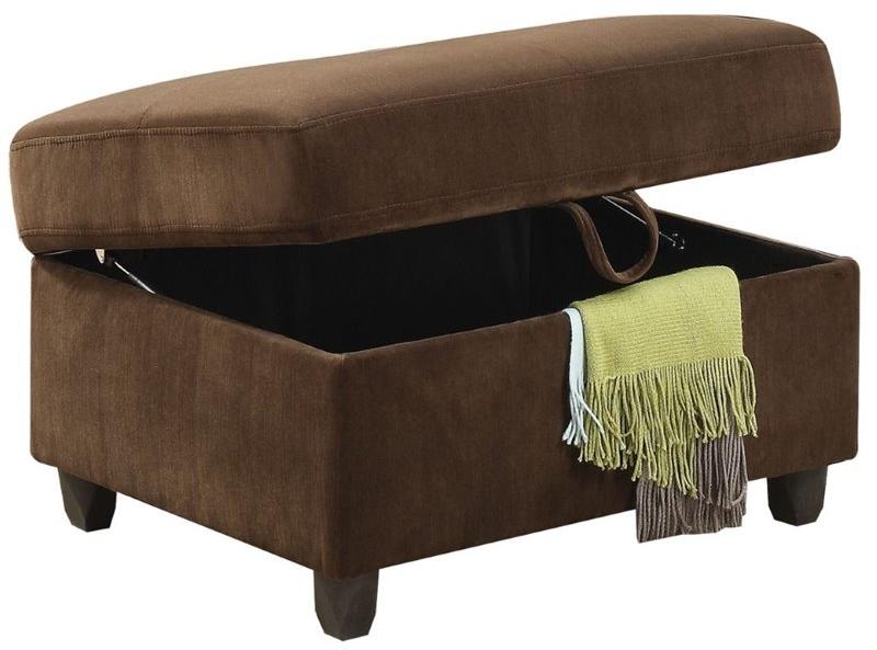 35" Chocolate Velvet Storage with Hinged Lid - Homeroots