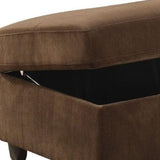 35" Chocolate Velvet Storage with Hinged Lid - Homeroots