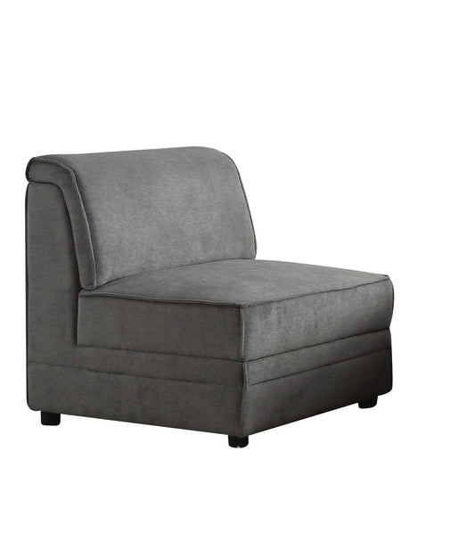30" Gray And Black Velvet Slipper Chair - Homeroots
