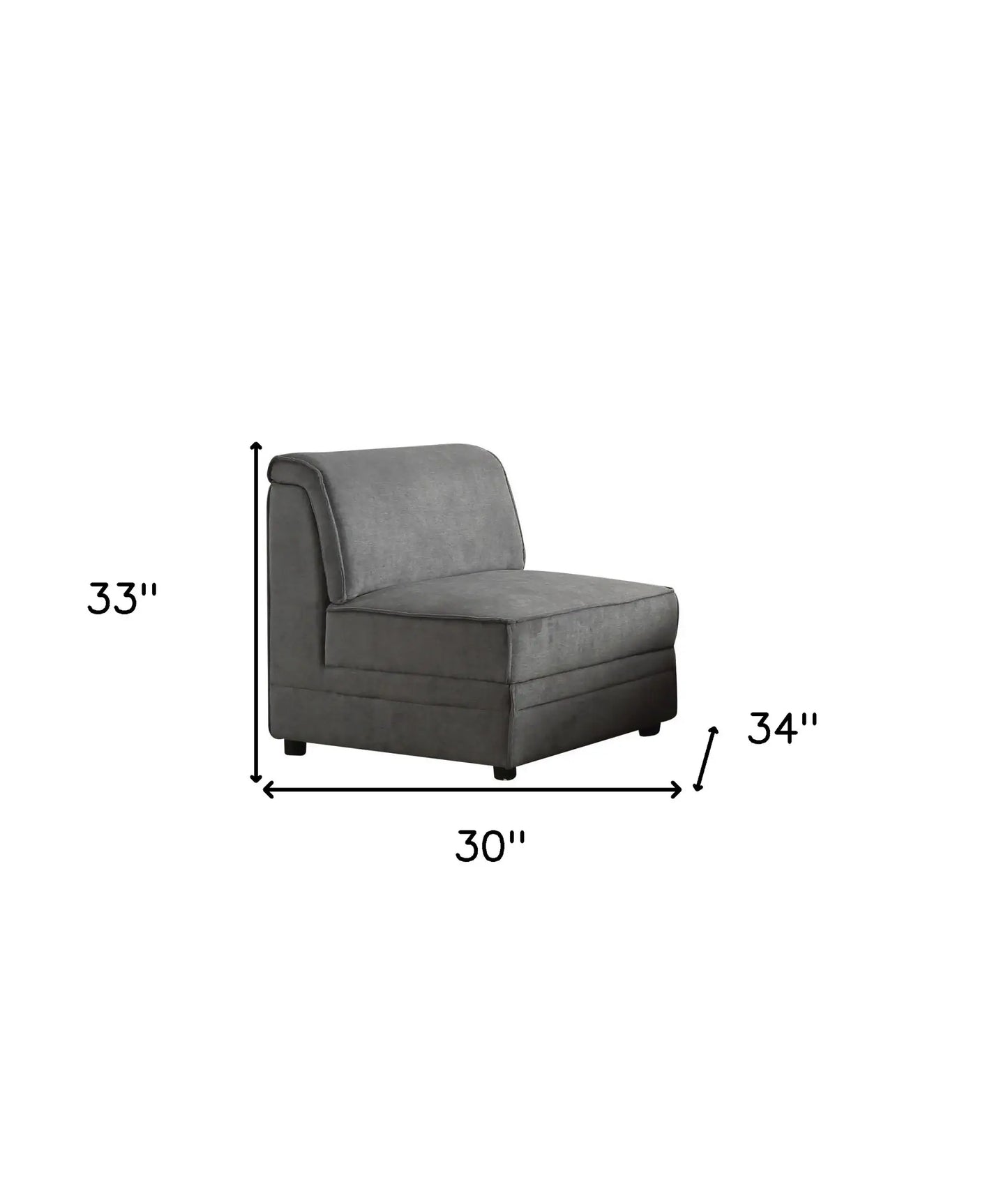 30" Gray And Black Velvet Slipper Chair - Homeroots - Flyclothing LLC