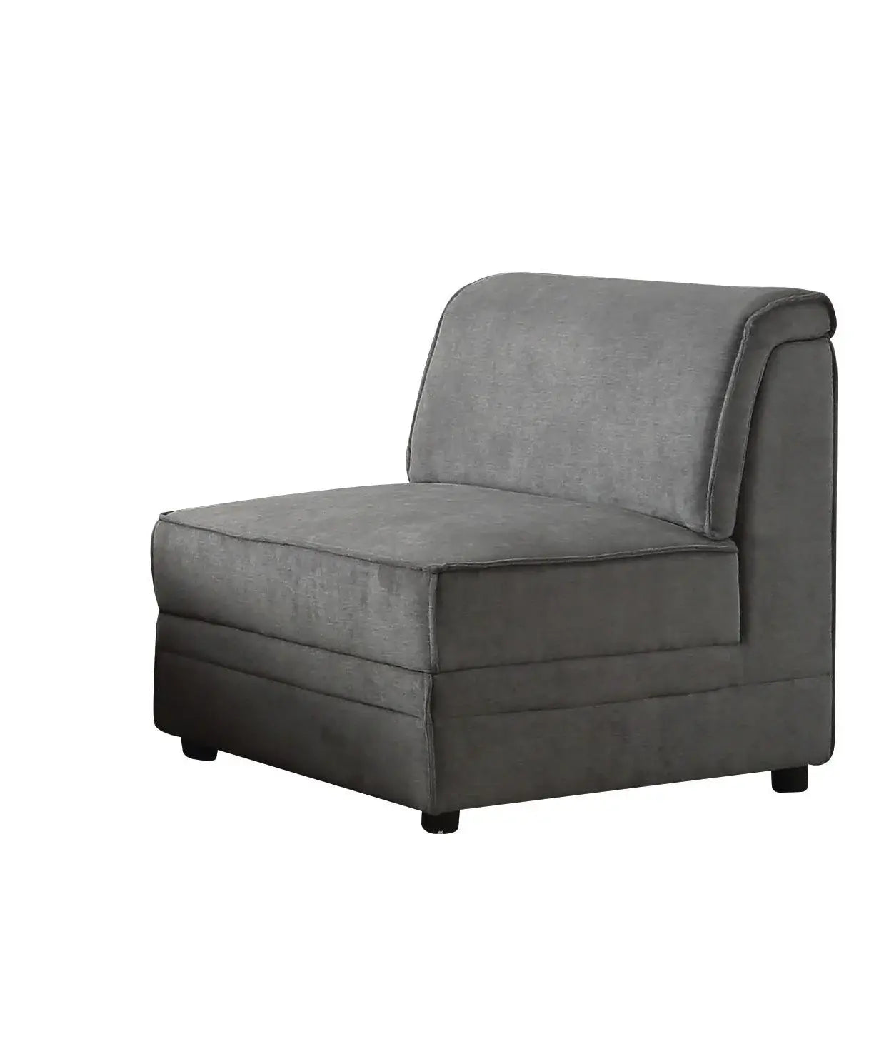 30" Gray And Black Velvet Slipper Chair - Homeroots - Flyclothing LLC