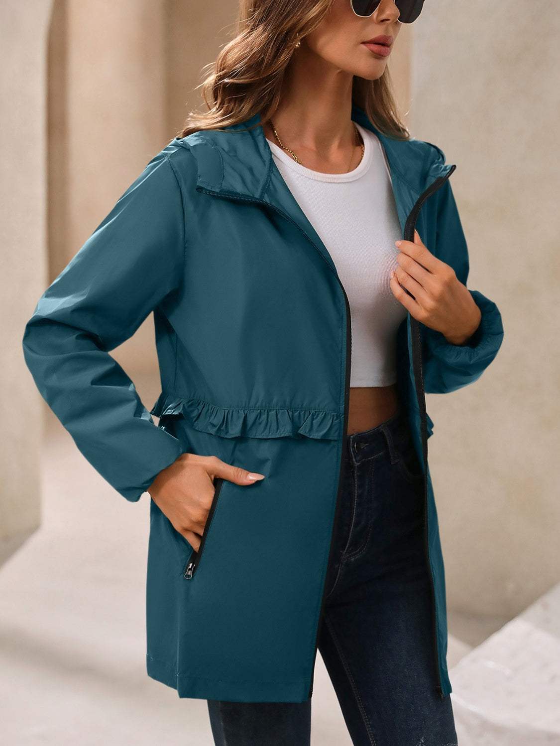 Ivy Lane Outdoor Waterproof Long Sleeve Hooded Windbreaker - Trendsi - Flyclothing LLC