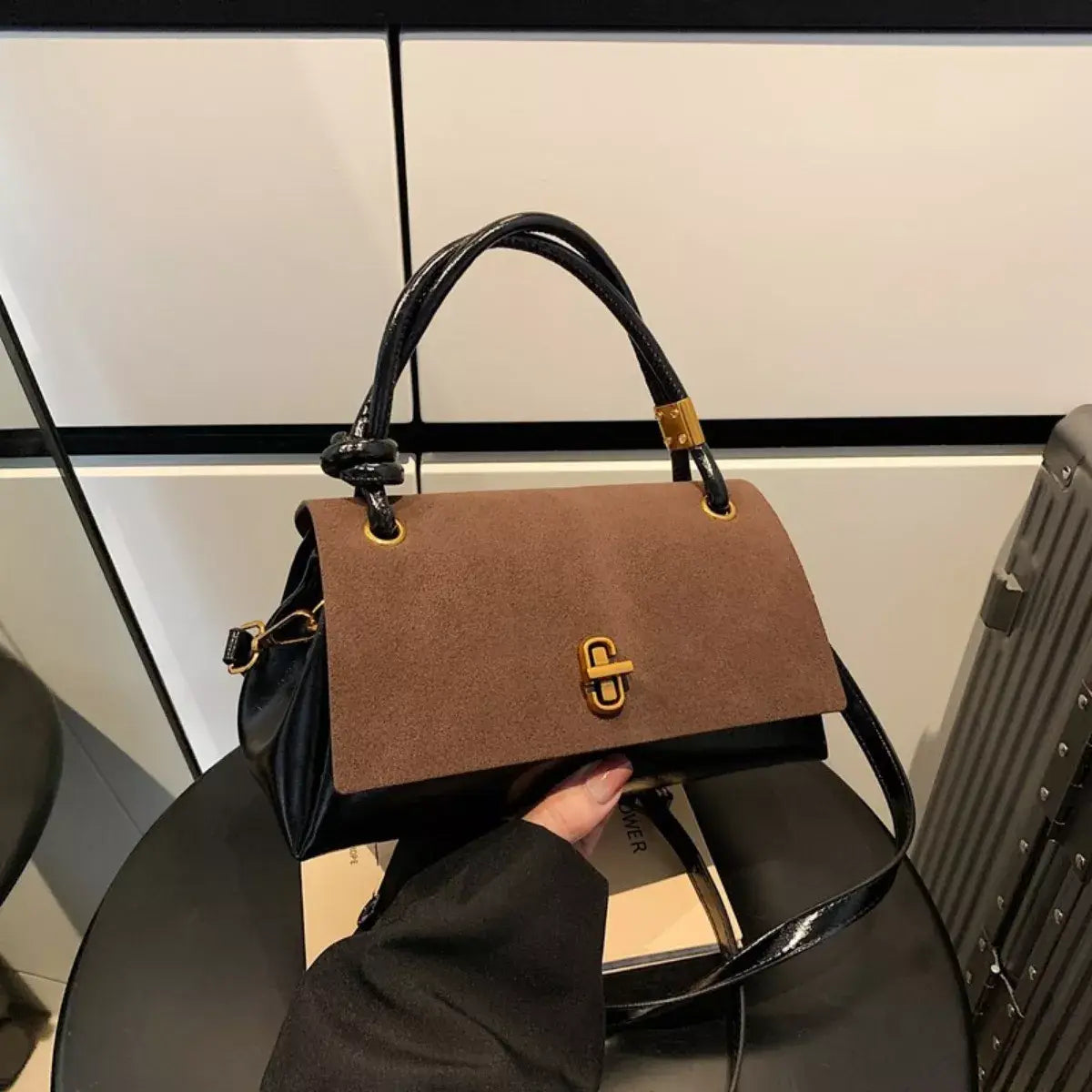 Flap Crossbody Bag with Top Handle - Trendsi - Flyclothing LLC