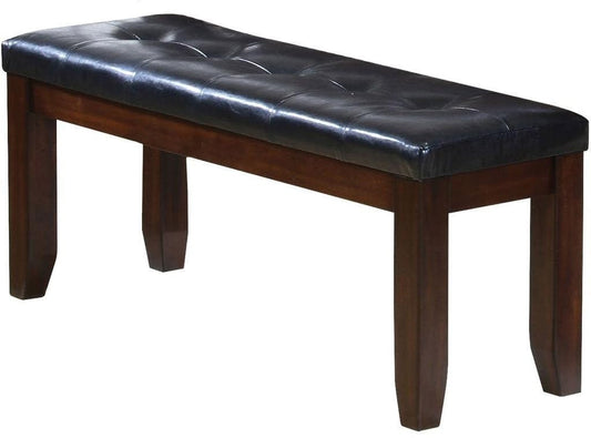 48" Black and Espresso Upholstered Faux Leather Bench - Homeroots