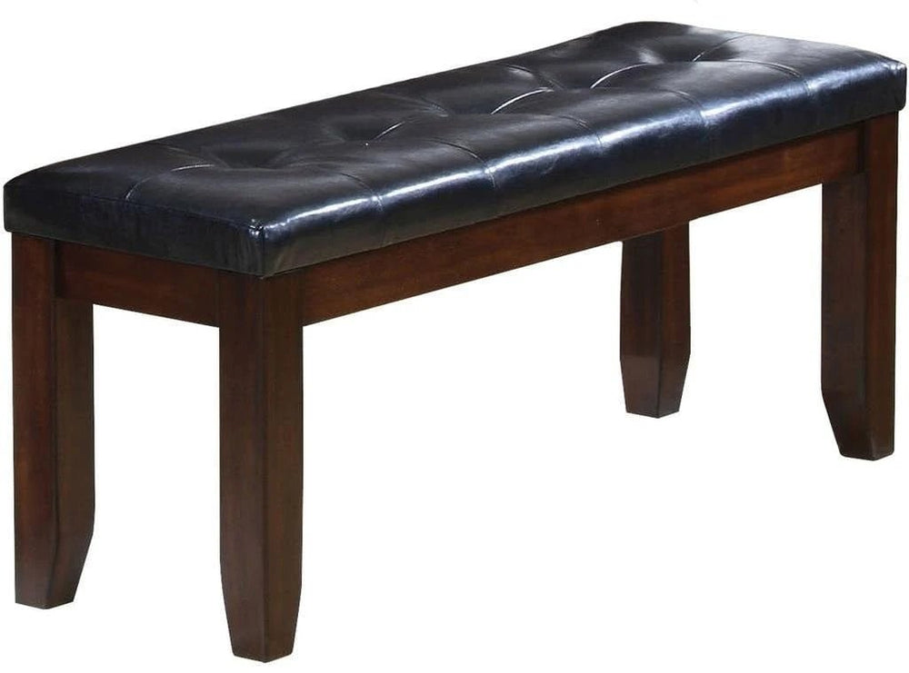 48" Black and Espresso Upholstered Faux Leather Bench - Homeroots