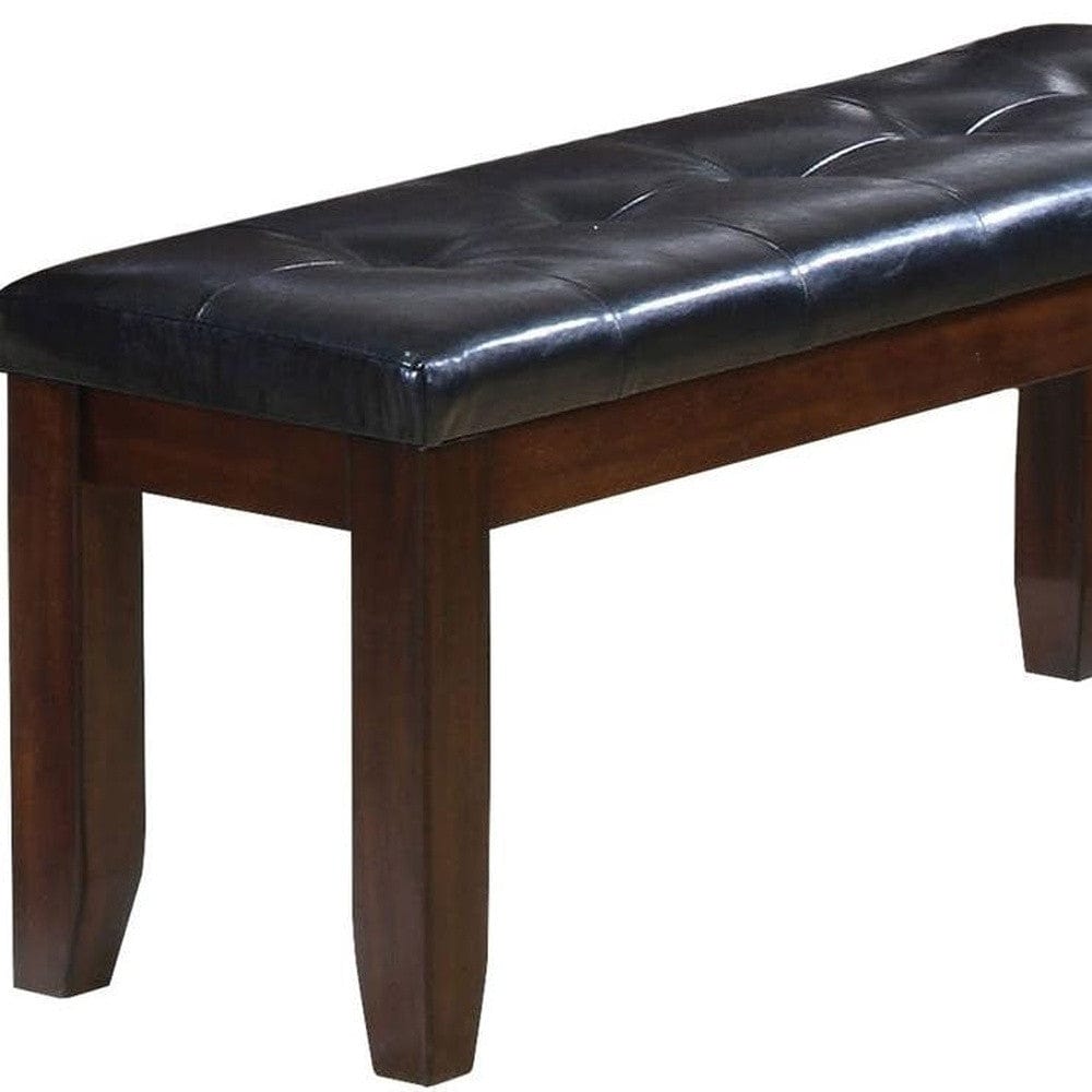 48" Black and Espresso Upholstered Faux Leather Bench - Homeroots - Flyclothing LLC